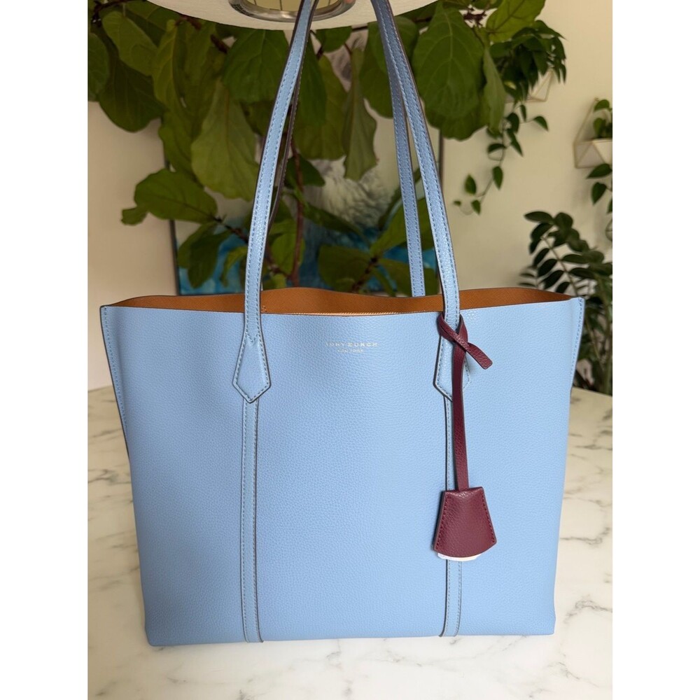 NWT Tory Burch Perry Triple Compartment Tote Bag Blue Yonder Leather